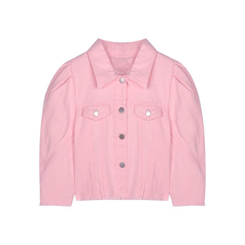 Áo khoác denim nữ tay bồng tiểu thư