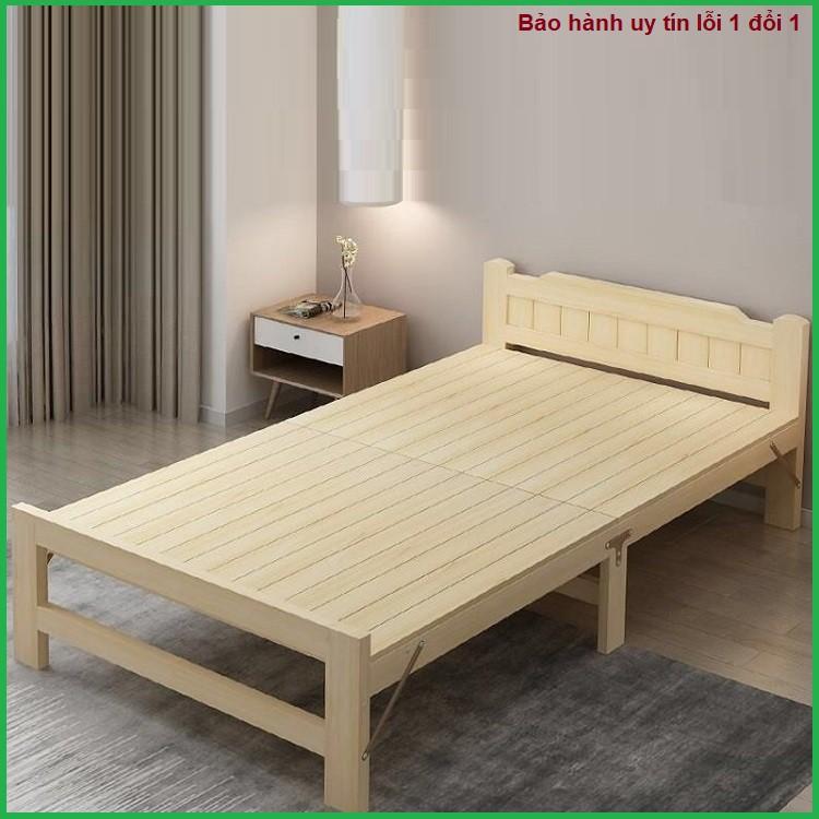 Giường ngủ - Giường ngủ gỗ thông gấp gọn, kích thước 100x195cm, tặng kèm đệm, gối