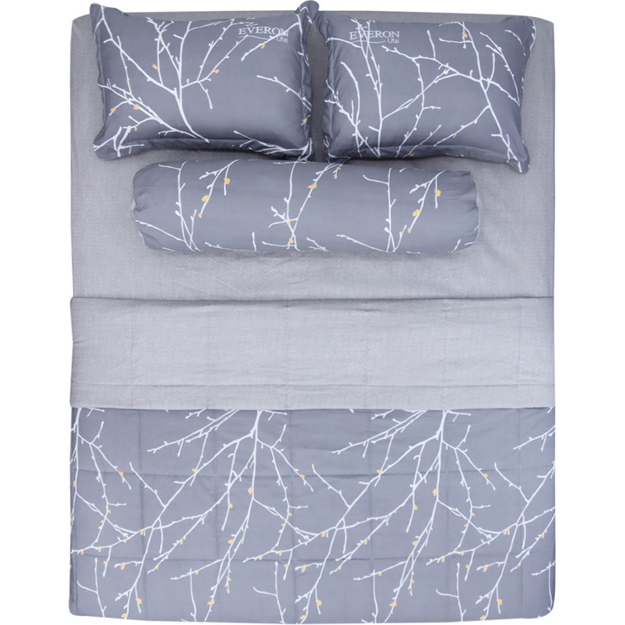 Bộ ga giường Everon Lite ELM 102 Microfiber Xám (4 món)