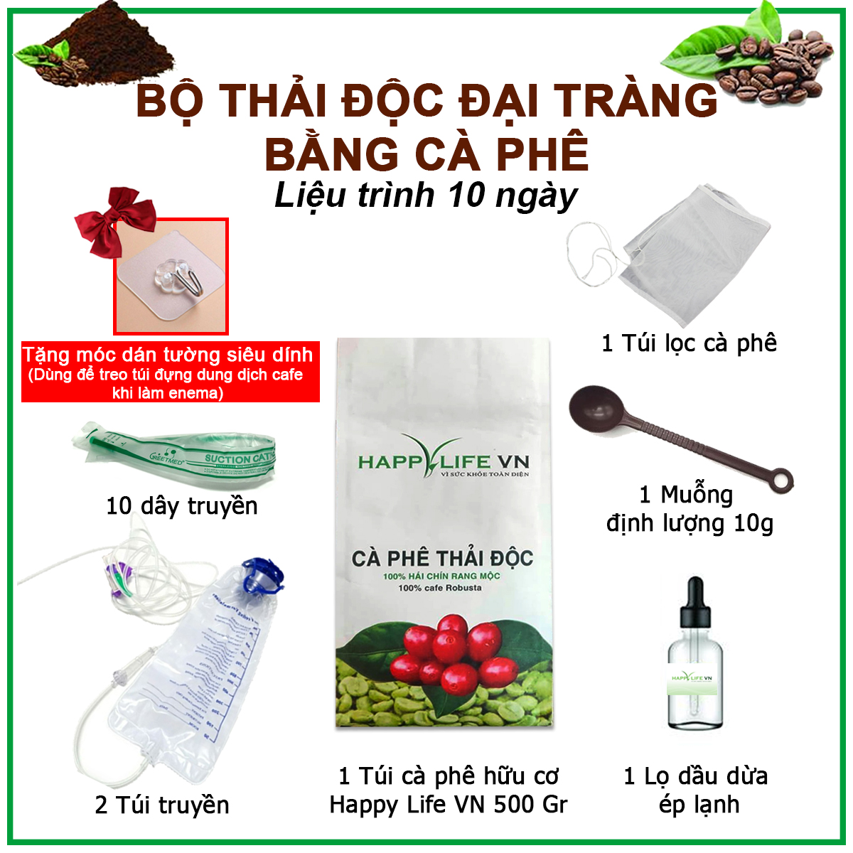 Bộ Thải Độc Đại Tràng Bằng Cà Phê Hữu Cơ - Liệu Trình 10 Ngày (Coffee Enema)