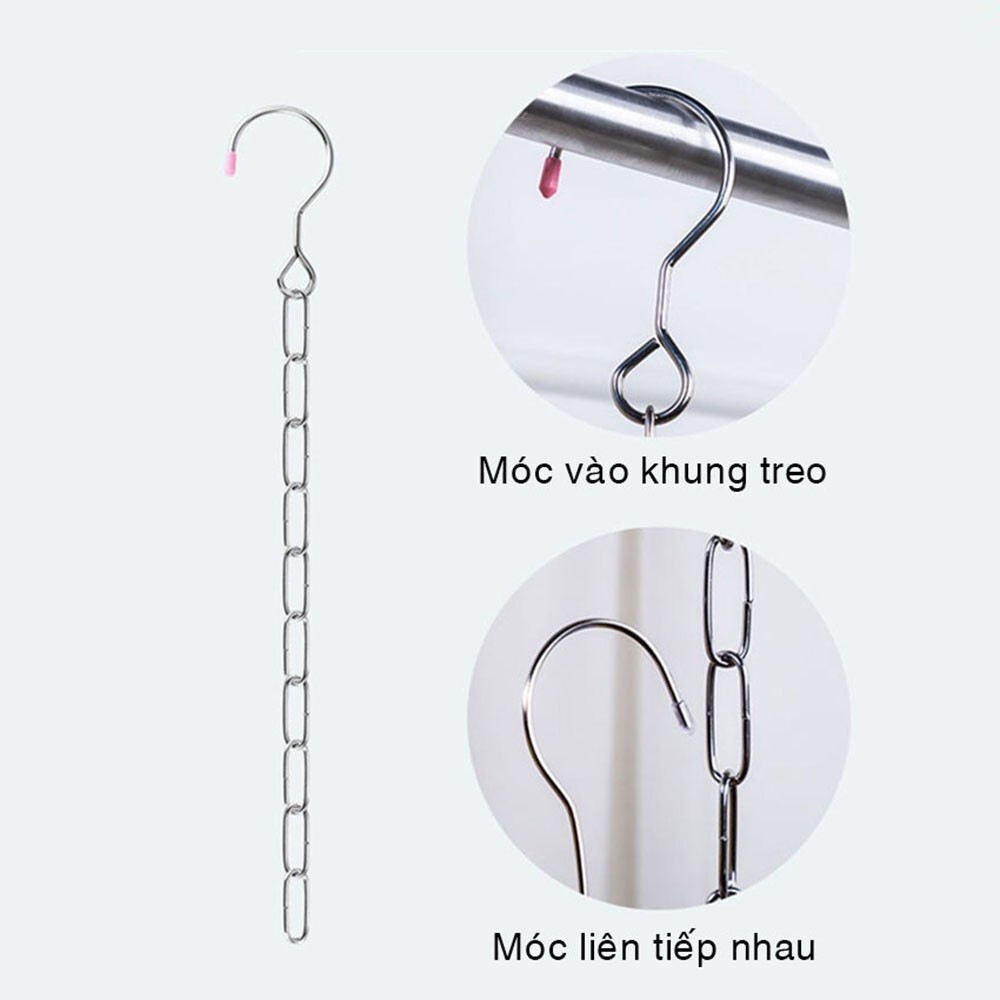 Dây xích inox móc treo quần áo - Dây treo phơi đồ thông minh - Tiết kiệm 90% diện tích