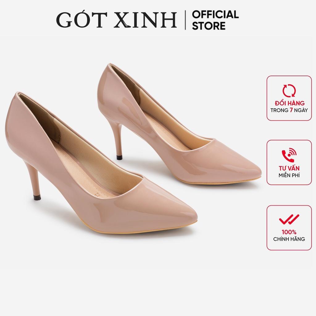 Giày cao gót nữ 7cm 9cm GÓT XINH G16 da bóng đế nhọn