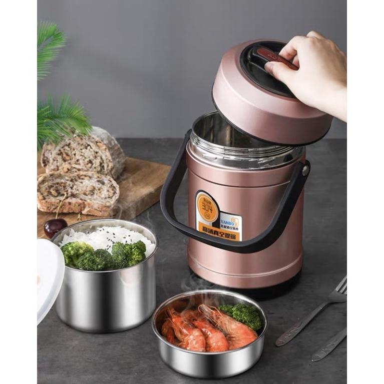 Cặp lồng ủ cơm cháo inox 304% cao cấp 1,5 lít và 2 lít