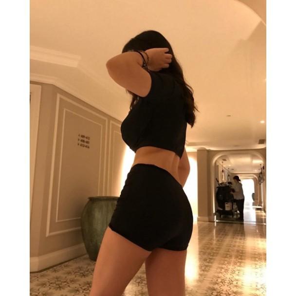 Set bikini tay ngắn xoắn ngực + quần lưng cao siêu hot