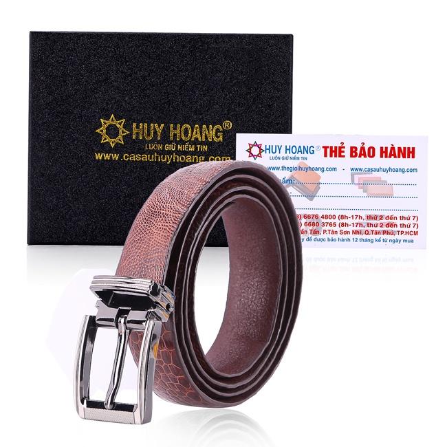 Dây thắt lưng nữ da đà điểu Huy Hoàng 2,5P trơn màu đen, nâu đất, nâu đỏ, vàng bò HT5411-12-15-16
