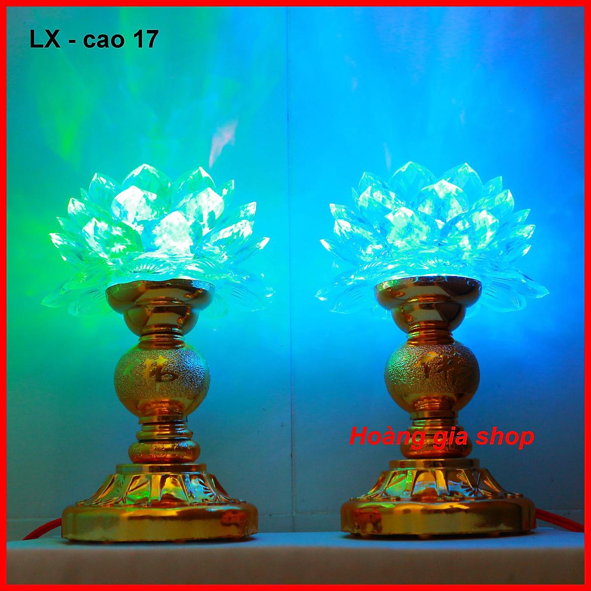 Bộ 2 đèn thờ đổi 7 màu LX - cao 17 Đèn bàn thờ, đồ thờ cúng, thờ phật, thờ ông địa, gia tiên