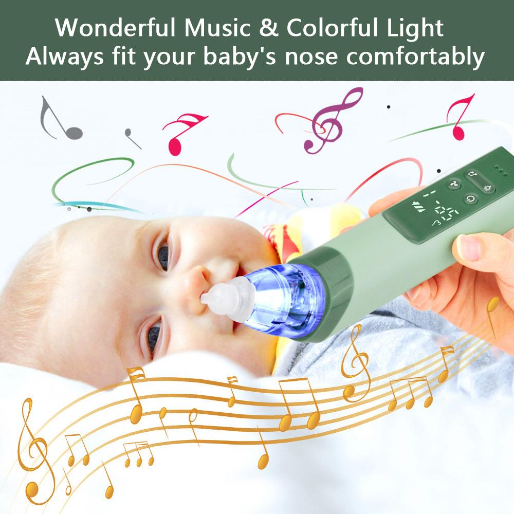 Baby Nasal Aspirator Electric Nose Suction Nose Cleaner with 3 Silicone Tips & Suction Strengths Built-in Flashlight and