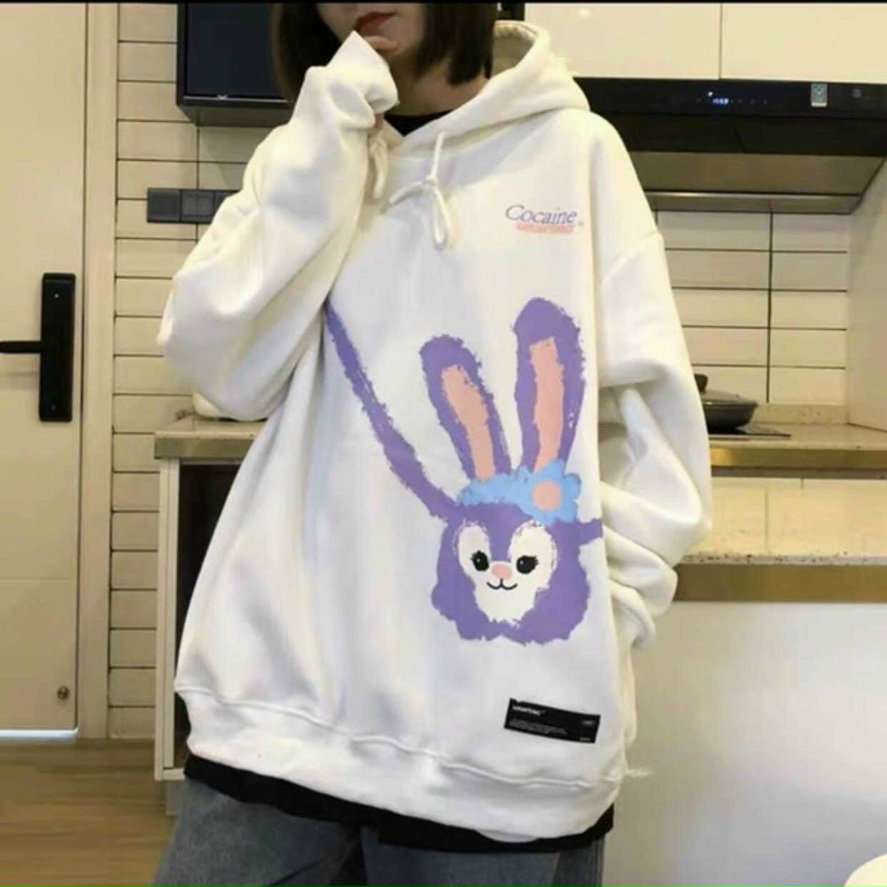 Áo hoodie nữ họa tiết thỏ cá tính