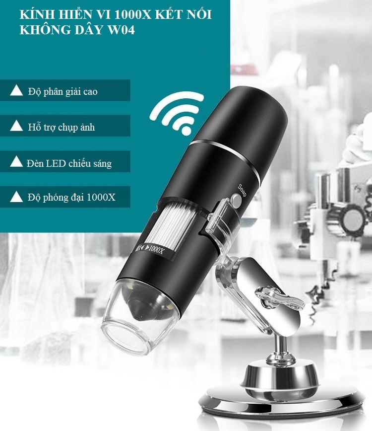 Kính hiển vi soi côn trùng có đèn led kết nối không dây qua wifi phóng đại 1000X thông minh
