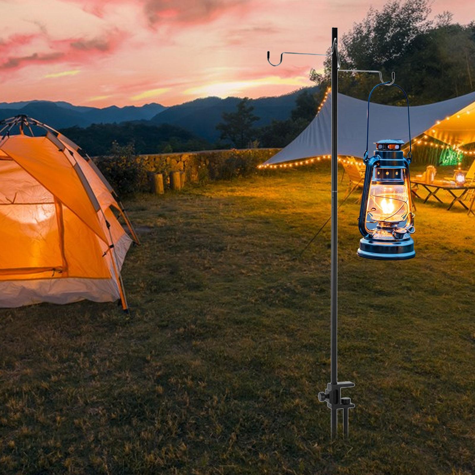 Outdoor Lamp Pole, Camping Lantern Stand Hanging Tent Light Holder Multifunction Light Stand Hanger Lamp Hook Stand for Fishing, BBQ, Garden
