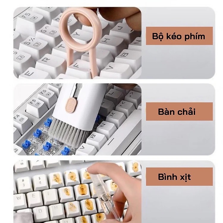 Bộ Dụng Cụ Vệ Sinh Tai Nghe, Bàn Phím Máy Tính Đa Năng 7 Trong 1, Nhỏ Gọn, Tiện Lợi