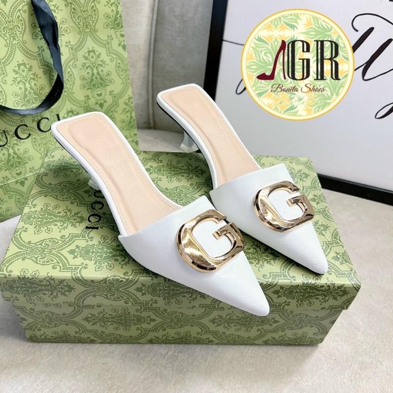 Guốc mũi nhọn khoá G da mềm gót nhọn 6p cao cấp