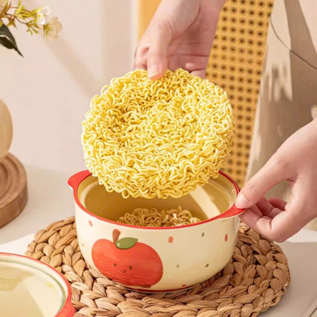 Tô Sứ Có Nắp 800ml Nhiều Họa Tiết Dễ Thương | Bát Sứ Cao Cấp Đựng Mì, Canh, Cháo | Dùng Lò Vi Sóng - HÀNG CHÍNH HÃNG MINIIN