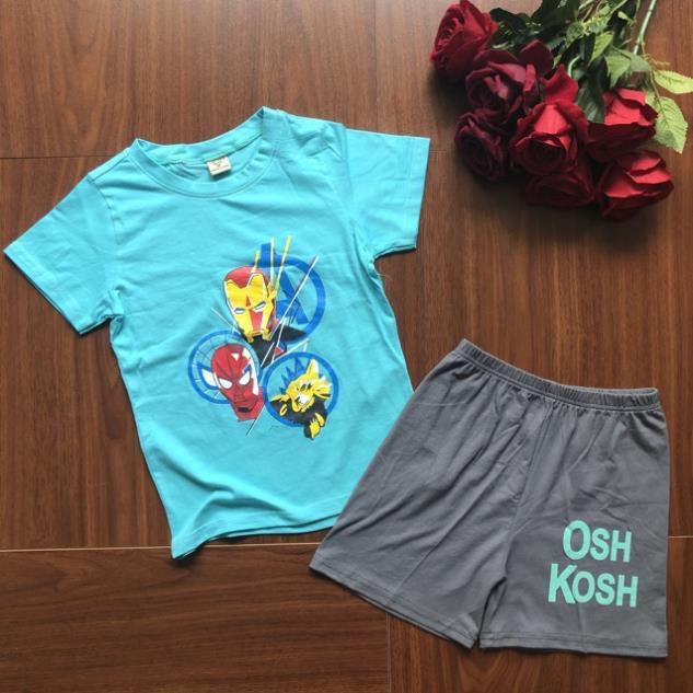 Bộ cộc tay cổ viền thun cotton cho bé trai size đại - Bộ bé trai - pikakids