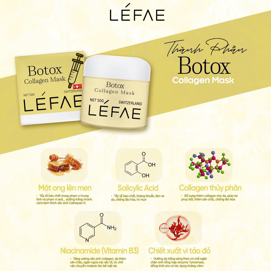 Mặt nạ botox collagen tươi công nghệ Thuỵ Sĩ 50g
