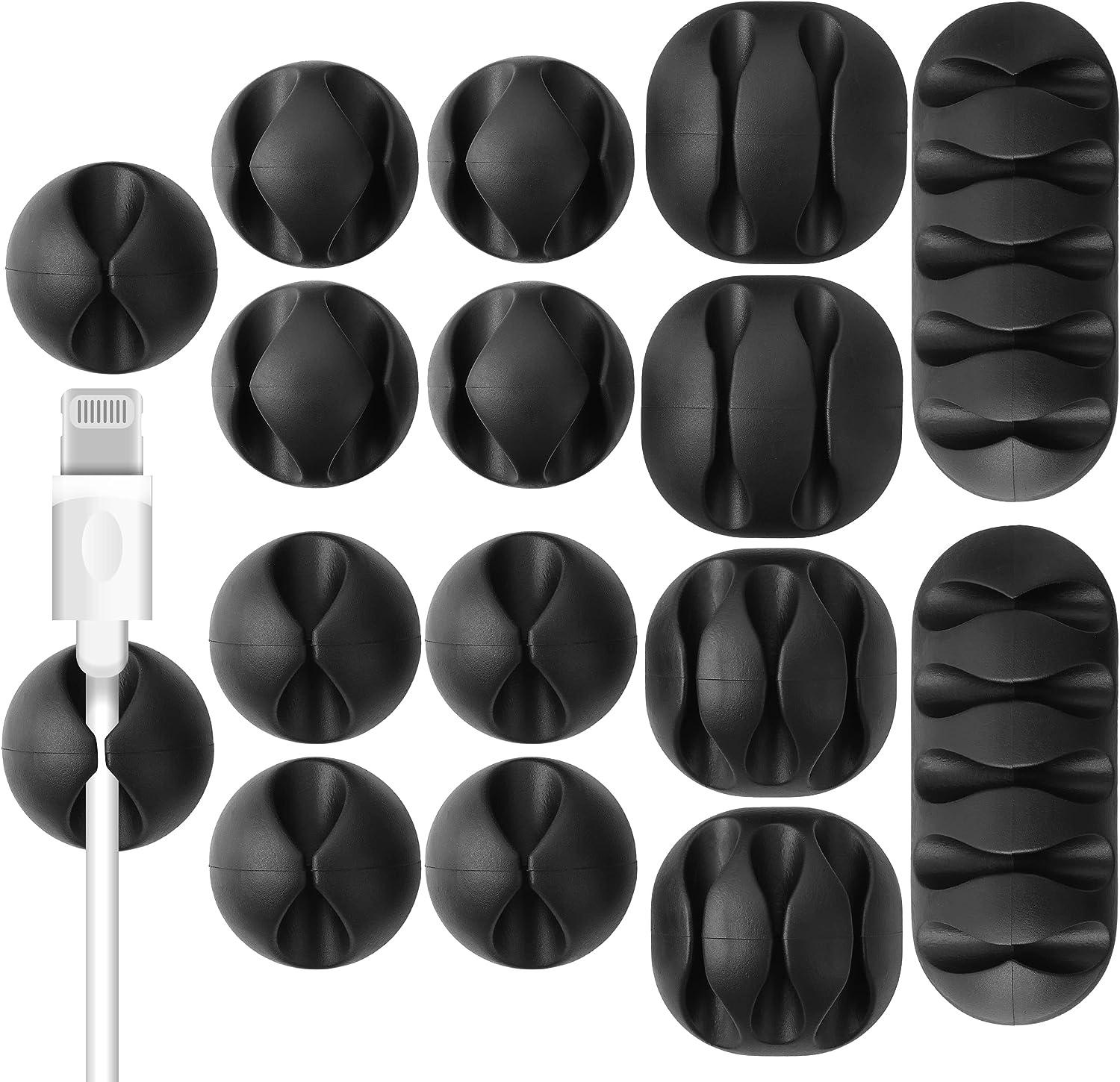 Kẹp cáp, gói 16 cái, kẹp giữ dây dính, quản lý cáp để bàn, quản lý dây, quản lý dây, giữ cáp, bảo vệ dây, giữ dây