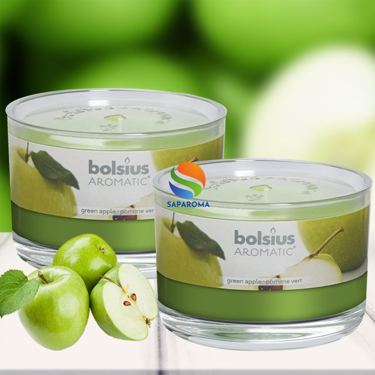 Combo 2 ly nến thơm tinh dầu Bolsius Green Apple 155g - hương táo xanh, nến trang trí, thơm phòng, thư giãn, Hỗ trợ khử mùi
