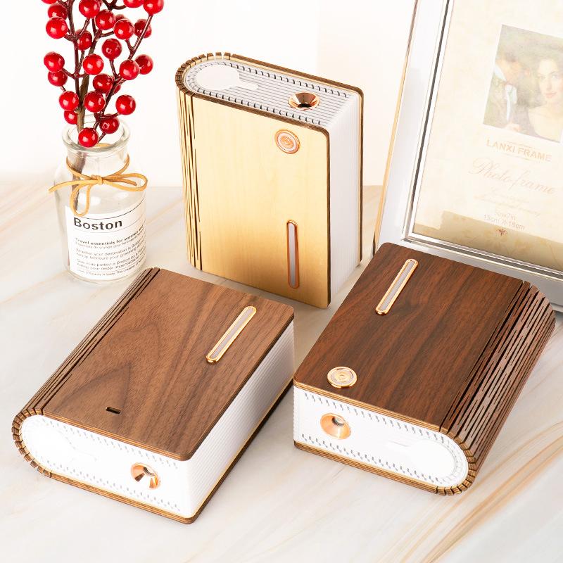 USB Không Dây Hạt Gỗ Máy Tạo Độ Ẩm Không Khí Để Bàn Sách 320ML Di Động Phun Sương Tạo Hương Thơm Khuếch Tán Retro Trang Trí Nhà Umidificador