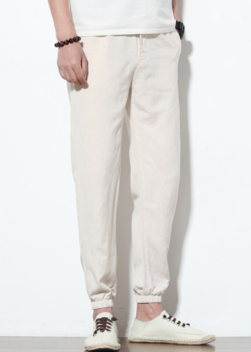 Quần jogger linen nam bó ống cao cấp ArcticHunter, thời trang trẻ, thương hiệu chính hãng – Trắng – 29