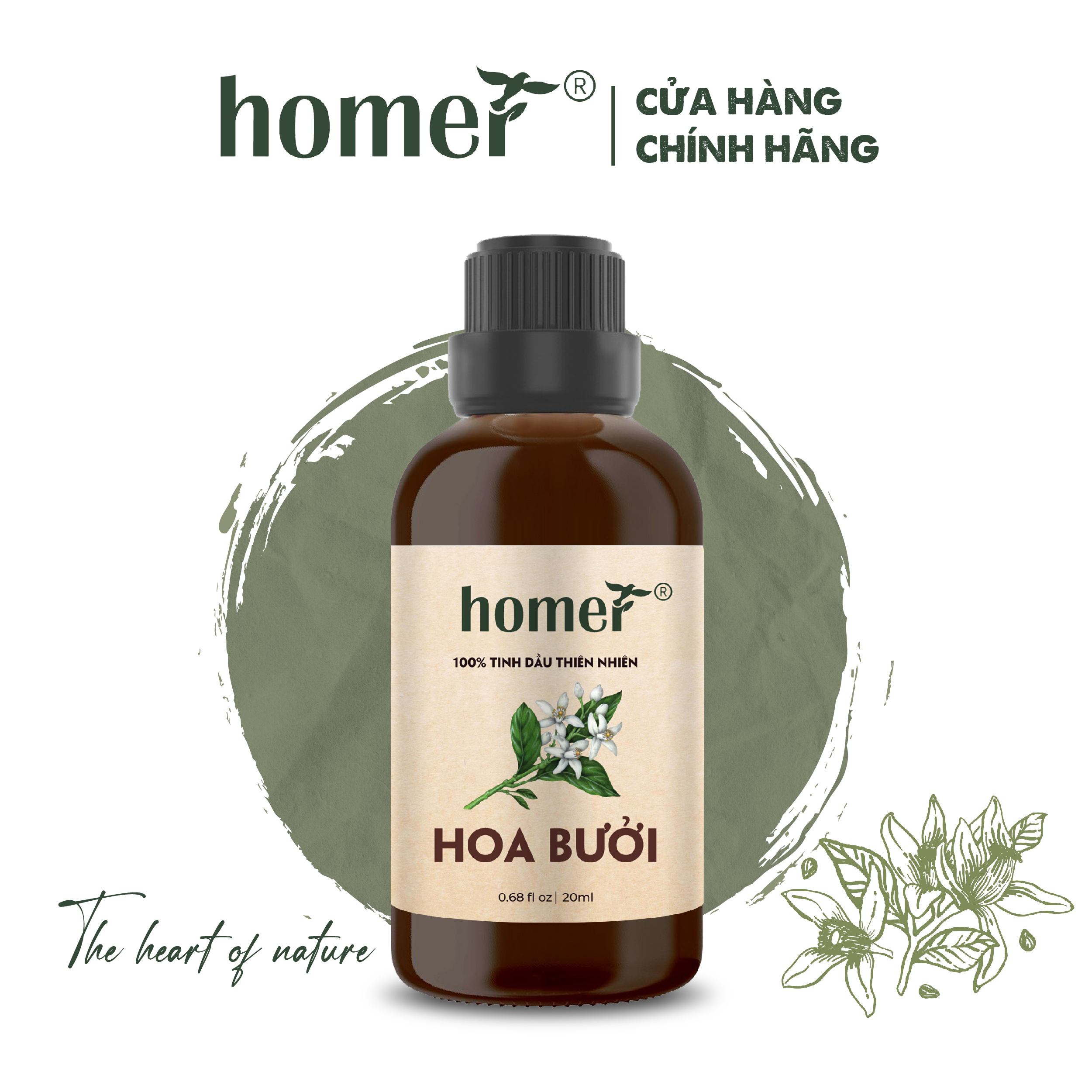 Tinh Dầu Hoa Bưởi Homer 100ml - Chính Hãng, Đạt Chuẩn Kiểm Định Cao Cấp - Tinh Dầu Xông Thơm Phòng, Thư Giãn, Khử Mùi hiệu quả