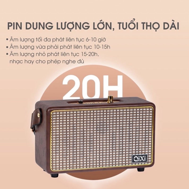 Loa Bluetooth DKB SK-2025 - Loa không dây - Bọc da thiết kế cổ điển sang trọng - Hệ thống loa 2.1 công suất 20W âm thanh trầm ấm - Tích hợp cổng micro 6.5mm - Kết nối Bluetooth 5.0, AUX, USB, TF card - Dung lượng pin cao - Hàng Chính Hãng