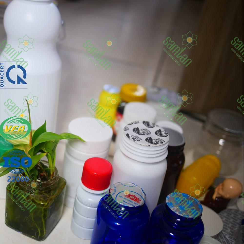 Màng seal nhôm | màng nhôm cho chai nhựa PE/LDPE/HDPE | Màng nhôm In đen - Sam Lan