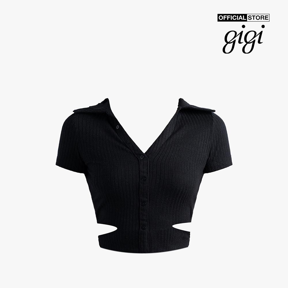 GIGI - Áo croptop nữ cổ bẻ phối dây cột hiện đại G1201T221250