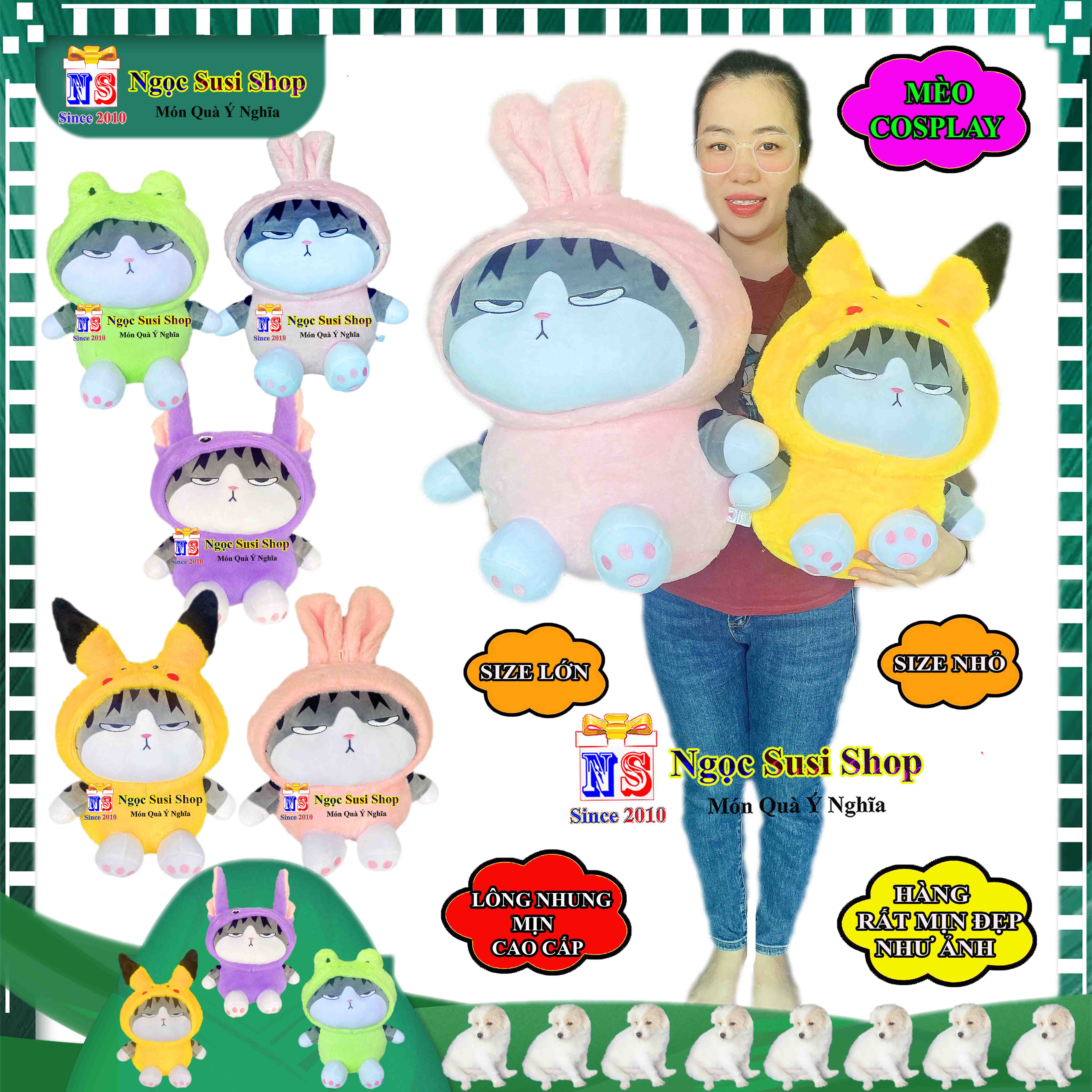 GẤU BÔNG HÌNH CON MÈO COSPLAY SIÊU MỀM MỊN CAO CẤP ÔM NGỦ DÙNG LÀM QUÀ TẶNG TRANG TRÍ