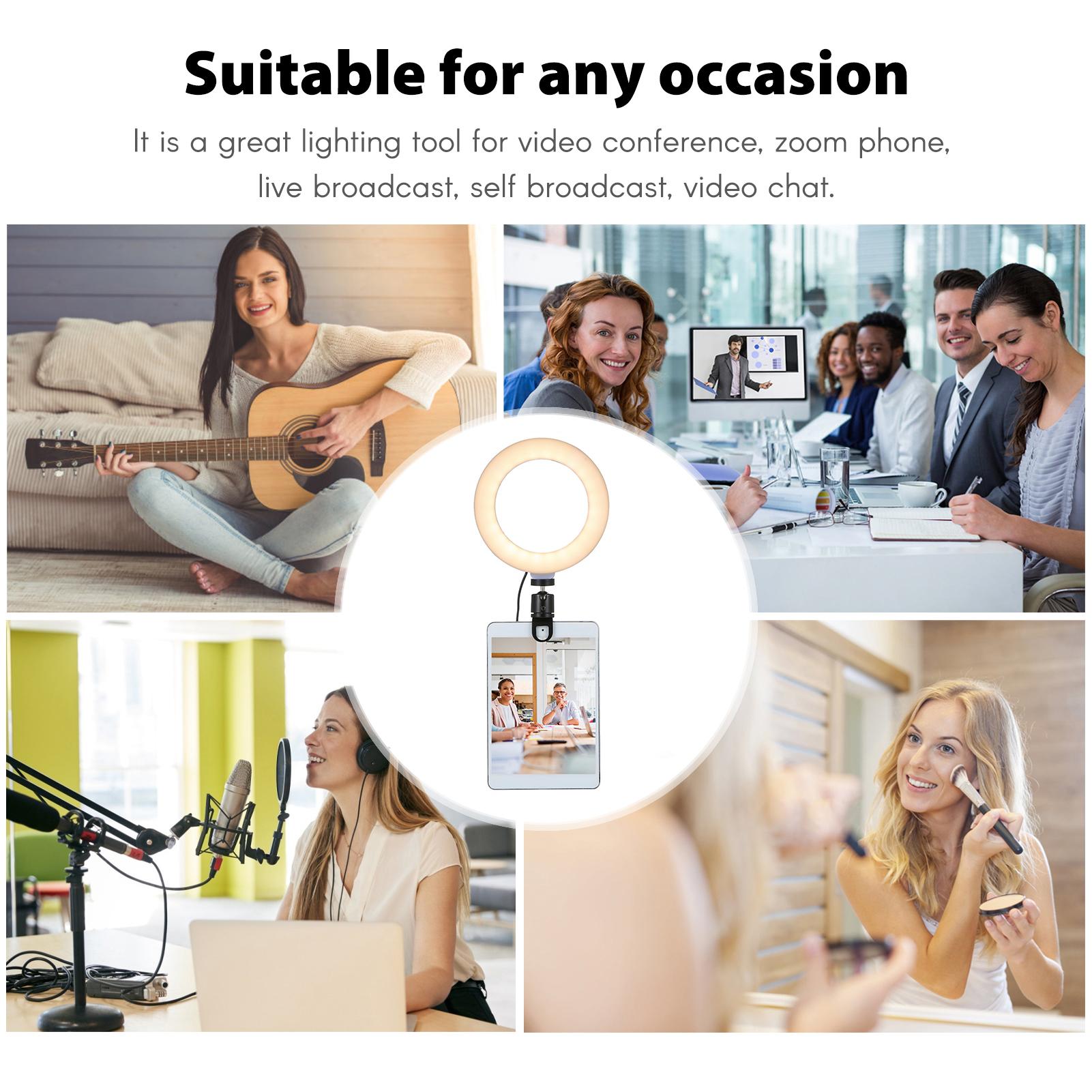 6'' Ring Light for Laptop, Computer Clip Video Fill Light Conference Ring Beauty Live Light