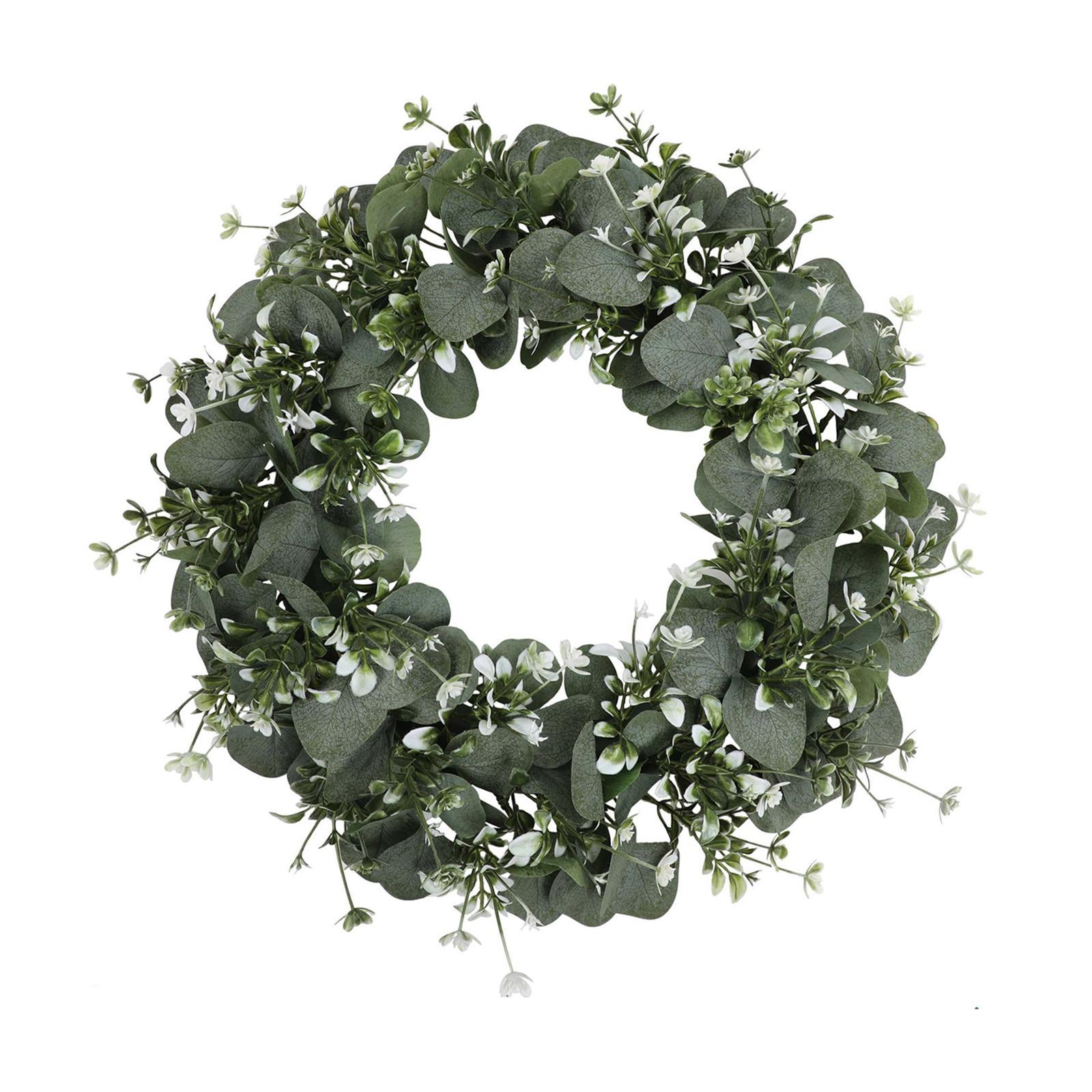 Artificial Wreath Large Green Leaf Wreath Garland Decoration Durable Front Door Eucalyptus Wreath for Garden Patio