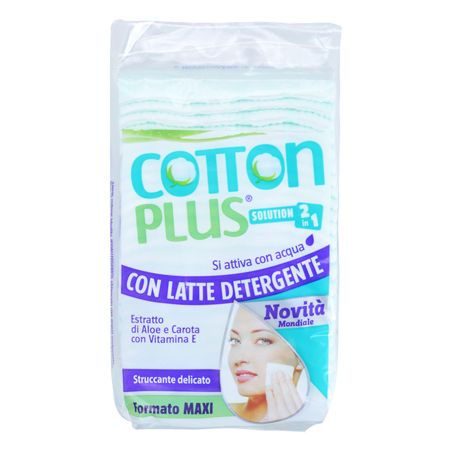 Bông Tẩy Trang Cotton Plus 2 Trong 1 Chiết Xuất Lô Hội - Cà Rốt - Vitamin E (50 Miếng)