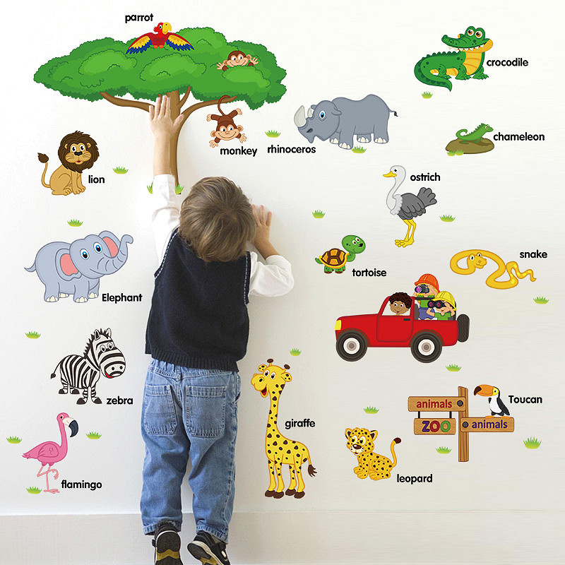 Decal dán tường từ tiếng anh về loài vật cho bé ZOOYOO SK9084-kiddecals