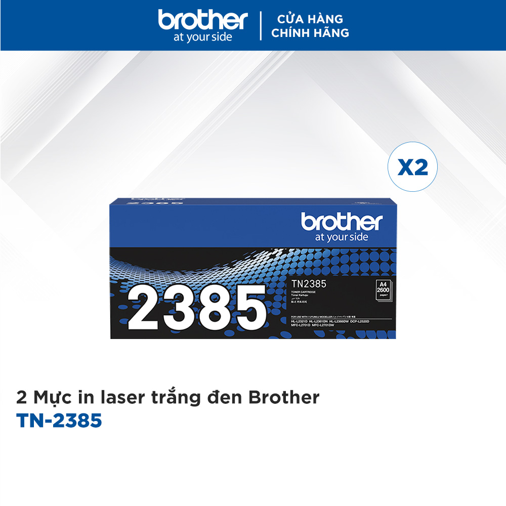 Combo Máy in laser đơn sắc Brother HL-L2321D và 2 Mực in laser trắng đen Brother TN-2385