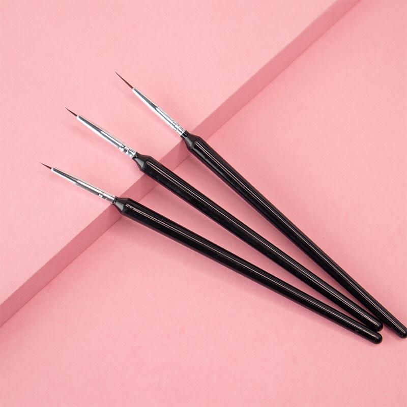 Bộ 3 cọ nét siêu mảnh trang trí móng nail thời trang