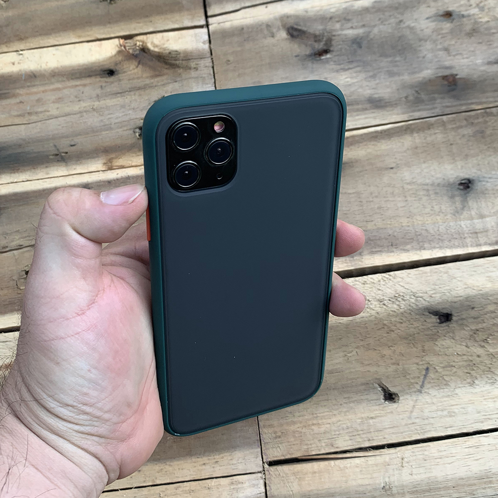Ốp lưng chống sốc dành cho iPhone 11 Pro Max nút màu cam - Màu xanh đậm