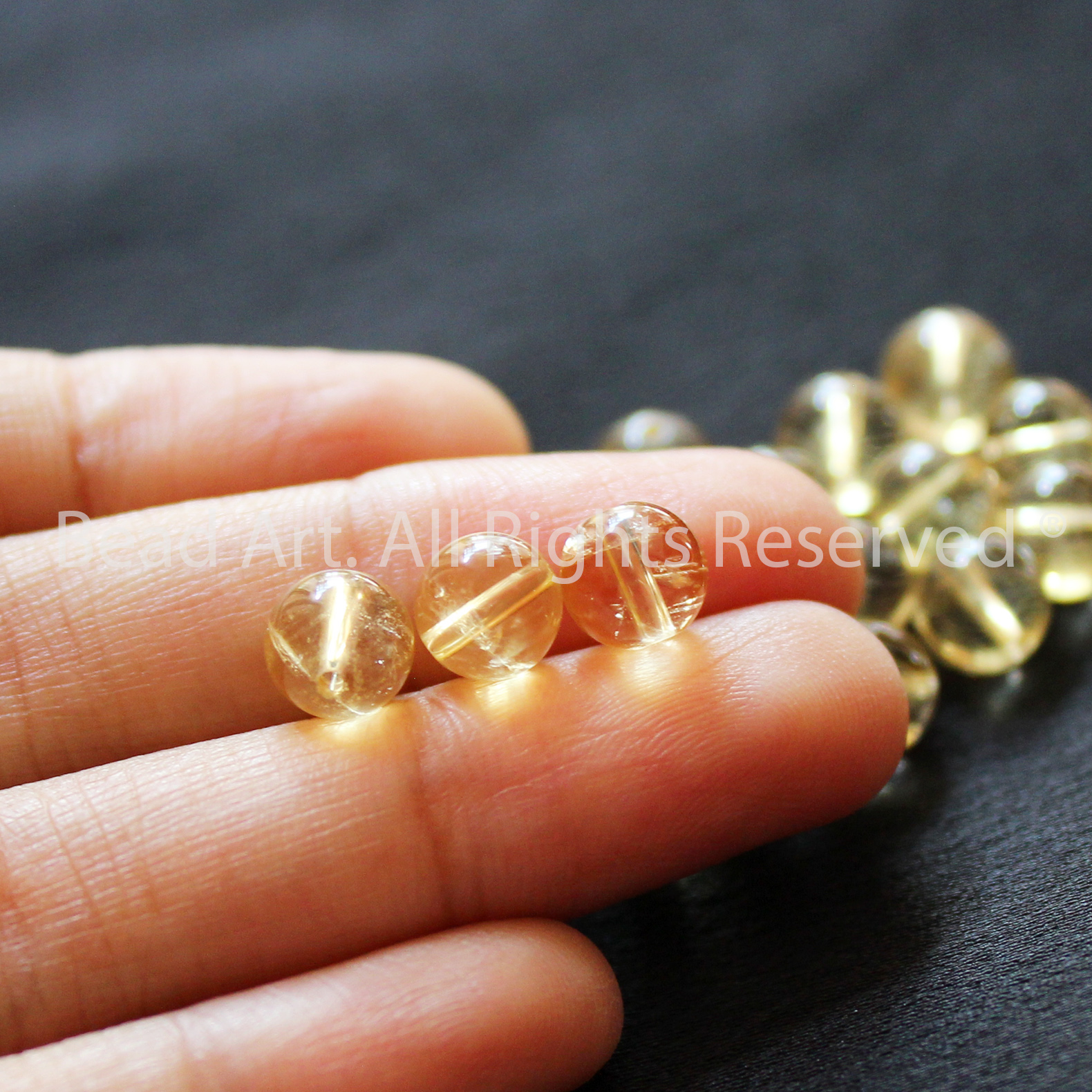 6.5-7mm Đá Thạch Anh Vàng, Citrine Tự Nhiên, Đá Phối Vòng Tay Phong Thuỷ, Chuỗi Hạt , Mệnh Thổ, Kim - Bead Art