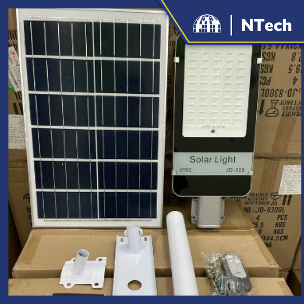 Đèn đường năng lượng mặt trời Jindian JD-369 Công suất 300W Khung Nhôm, Chip Led 