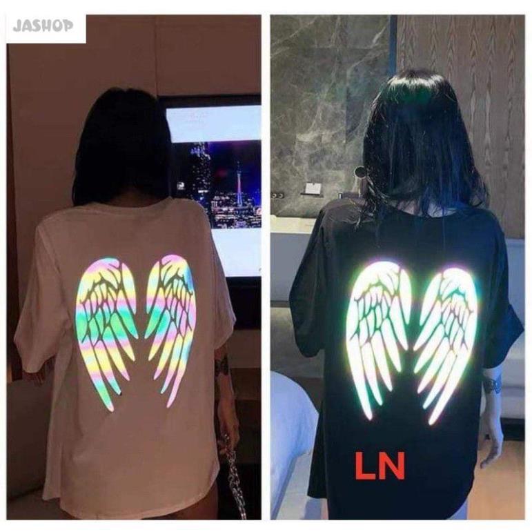 Áo phông thun tay lỡ thời trang nam nữ - áo hè đôi cánh phản quang - form thụng unisex, đủ size chất cotton mềm mịn