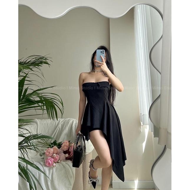 Đầm cúp ngực xoè vạt xéo có kèm quần