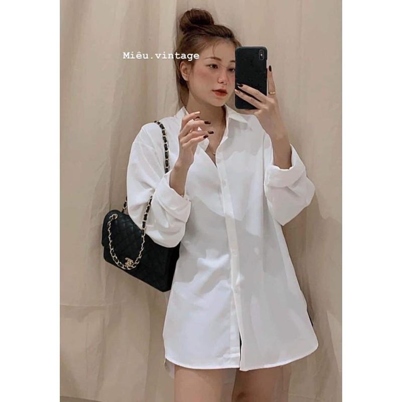 ÁO SƠ MI TRẮNG XẺ VẠT TÔM CỰC XINH