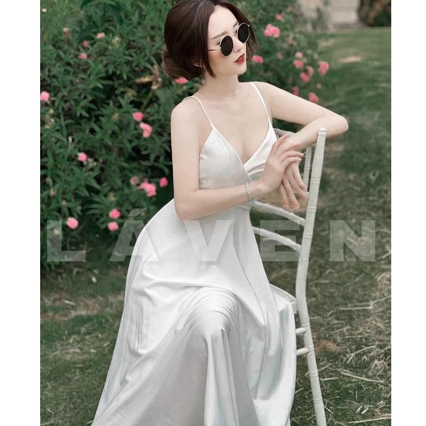 Đầm maxi đi biển dã ngoại,đầm maxi NoBrand dáng xòe thiết kế 2 dây hở lưng sang chảnh Thời Trang