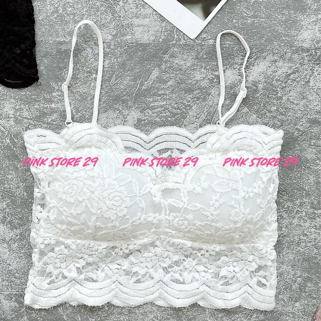 Áo kiểu bra 2 dây PINKSTORE29 chất ren thêu họa tiết, dáng ôm gợi cảm A5660