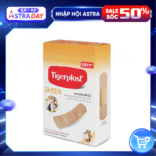 Băng cá nhân màu da Tigerplast sheer hộp 100 chiếc