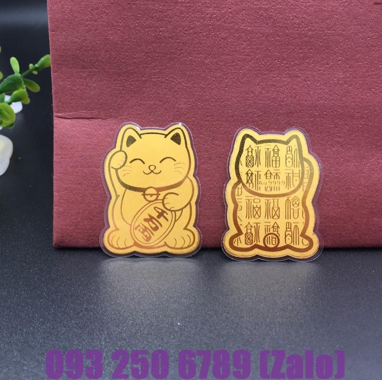 Miếng Dán Phong Thủy MÈO THẦN TÀI, ÔNG THẦN TÀI, HỔ VÀNG mạ Vàng 24K Chiêu Tài Lộc