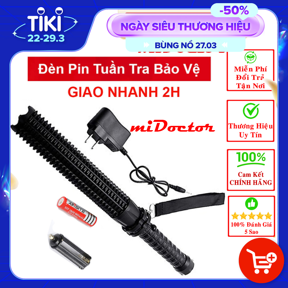 Đèn Pin Siêu Sáng Tuần Tra Tự Bảo Vệ SCR02 miDoctor - Chính Hãng