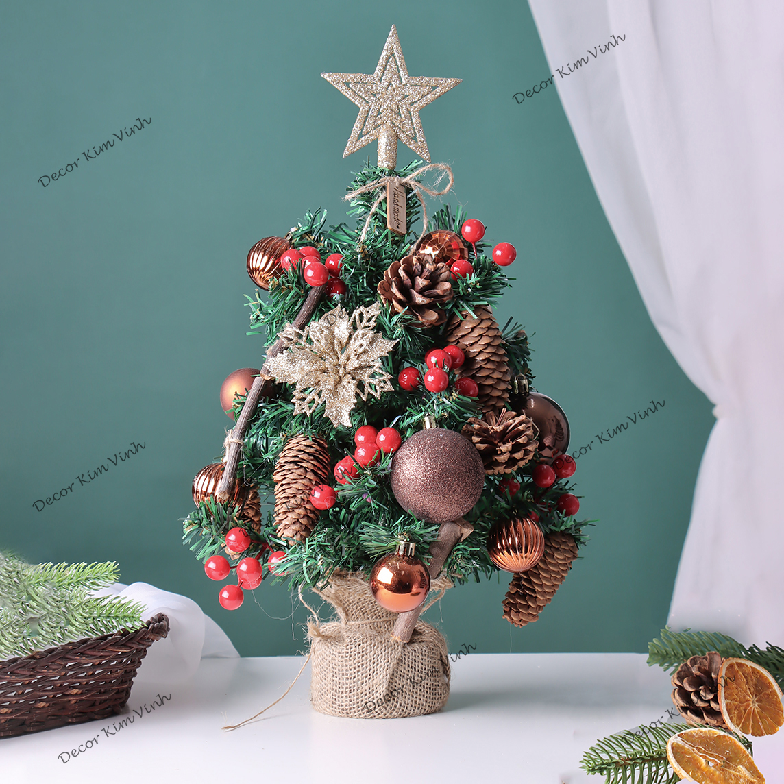 Cây Thông Noel Hàn Quốc THQ20 40cm Cây Thông Vintage Trang Trí Giáng Sinh