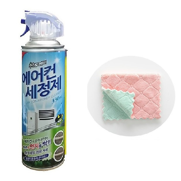 Chai xịt vệ sinh điều hòa (máy lạnh) Sandokkaebi 330ml Hàn Quốc  - Tặng 1 khăn lau đa năng siêu thấm 2 mặt màu ngẫu nhiên