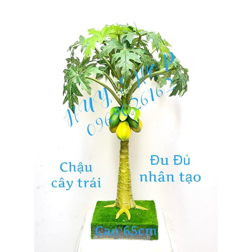 Chậu cây Trái ĐU ĐỦ 65cm nhân tạo trang trí nhà cửa