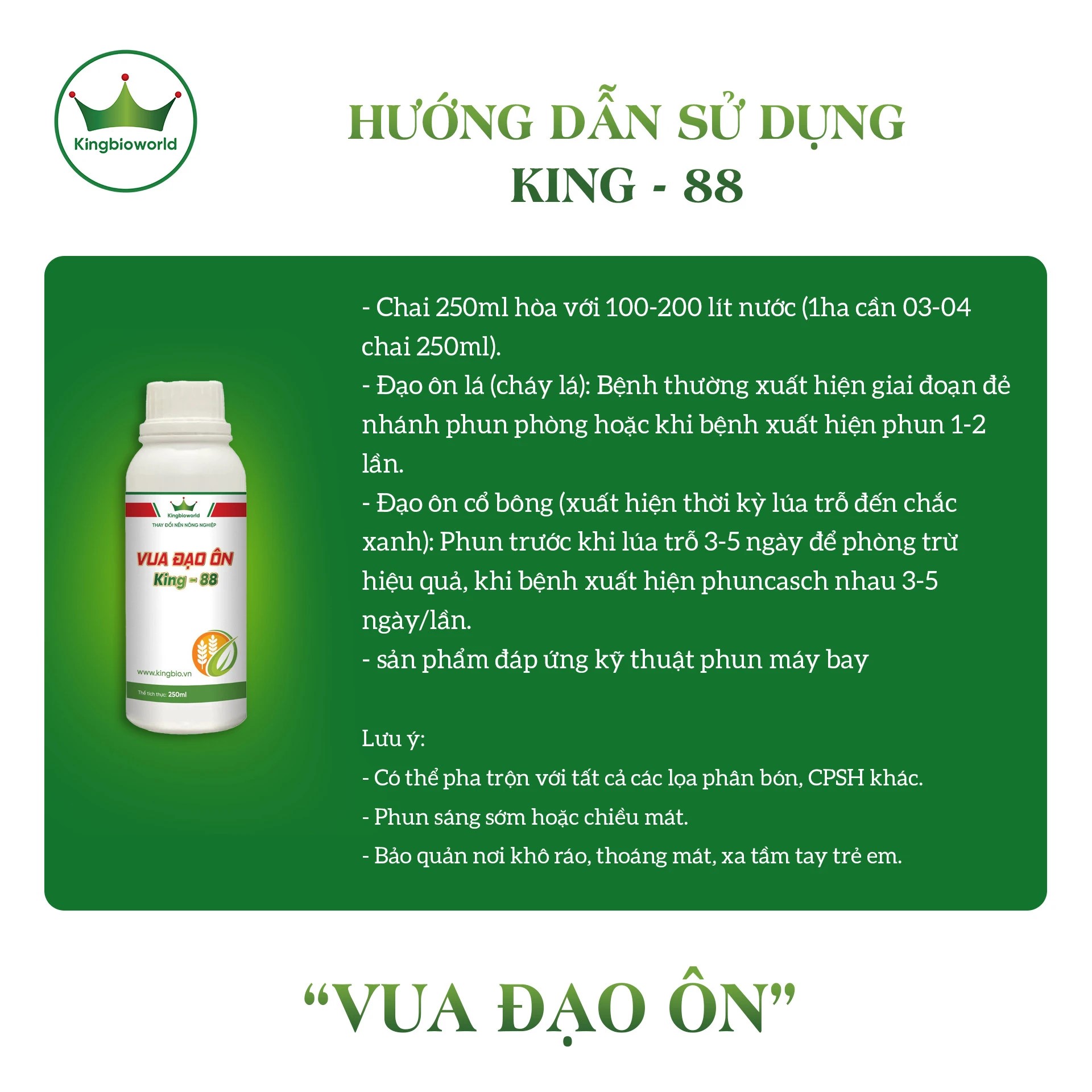 King 88 - vua đạo ôn, phòng trừ và tiêu diệt nấm đạo ôn lá, đạo ôn cổ bông từ sinh học