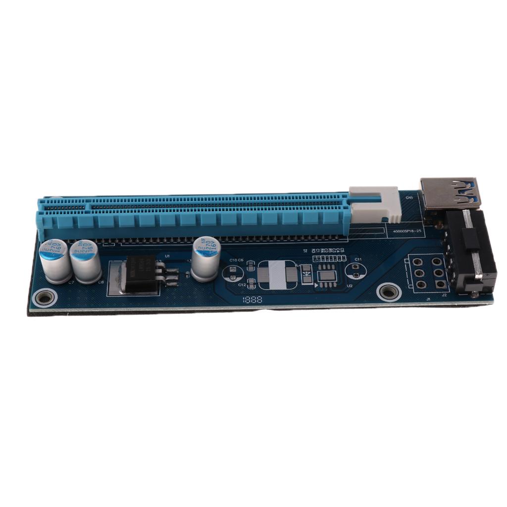 Graphics Card PCI-E 1X to 16X Riser Card with USB Cable & Power Supply Cord
